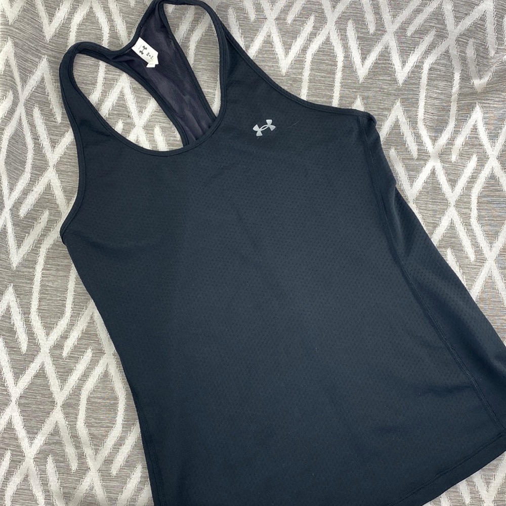 Under Armour Racerback Mesh Tank with Transparent Back Detail Black Small